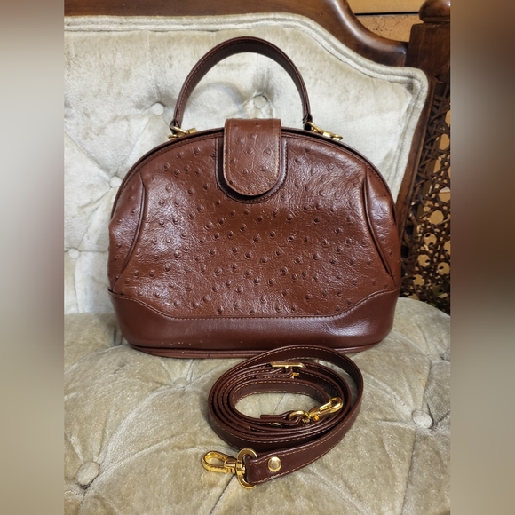 Real ostrich leather Handbags - Real Ostrich Maroon leather 2 way bag